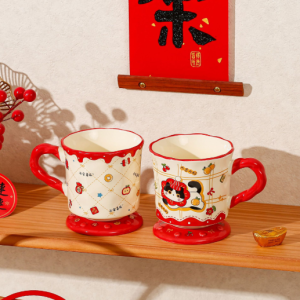 Wedding Ceramic Mug Set – Cute Couple Coffee Cups, Gift for Newlyweds