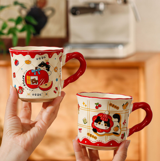 Wedding Ceramic Mug Set – Cute Couple Coffee Cups, Gift for Newlyweds
