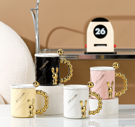 New Pearl Glaze Ceramic Mug – Colorful Embossed Coffee Cup for Home