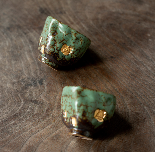 Moss Rock Antique Master Tea Cup – Emerald Green Ceramic Gongfu Cup