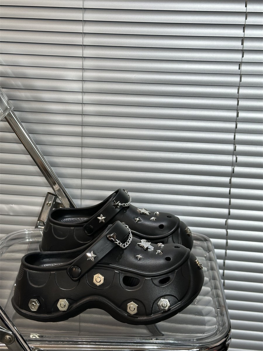 Women’s Punk Style Platform Clogs 7cm Chunky Sole Summer Slip-On Shoes