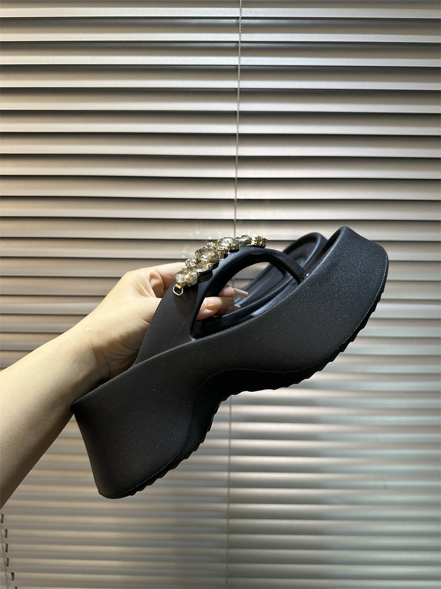 Women’s 7cm Platform Block Heel Slide Sandals Thick Sole Summer Outdoor Slippers