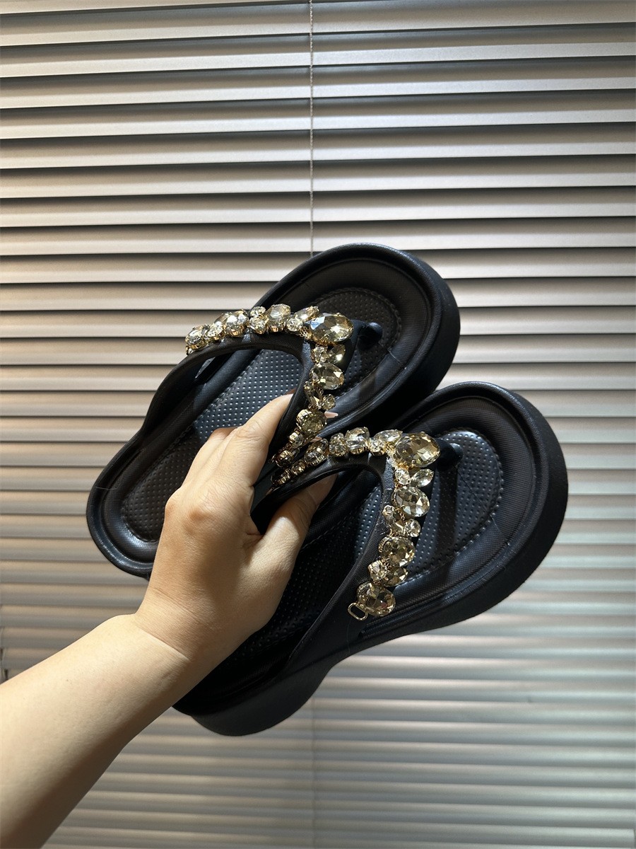 Women’s 7cm Platform Block Heel Slide Sandals Thick Sole Summer Outdoor Slippers