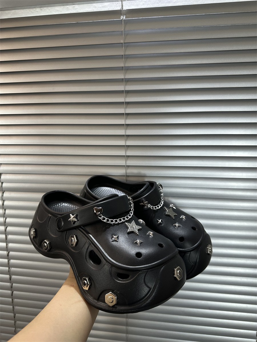 Women’s Punk Style Platform Clogs 7cm Chunky Sole Summer Slip-On Shoes