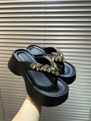 Women’s 7cm Platform Block Heel Slide Sandals Thick Sole Summer Outdoor Slippers